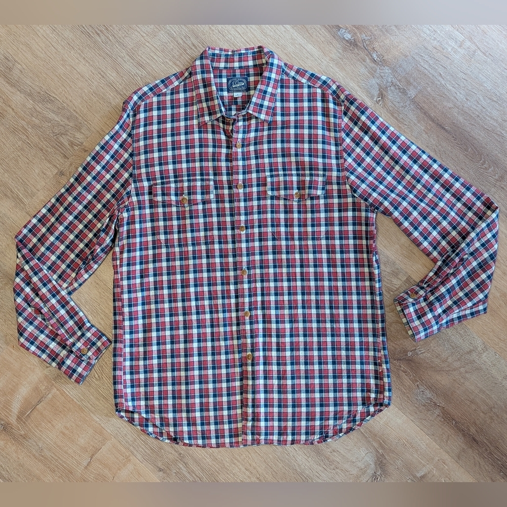 J.Crew Plaid Flannel Casual Button Up Top Size Large
